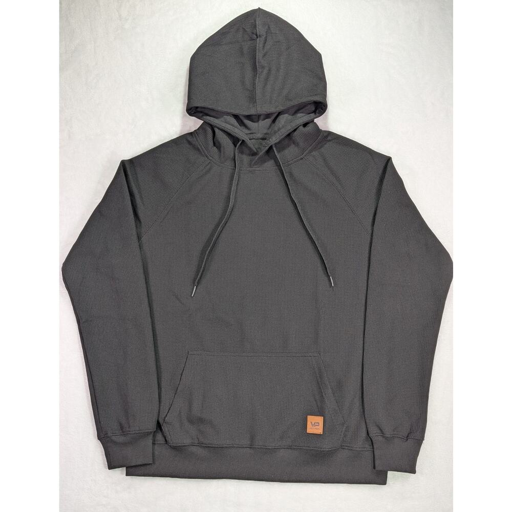 Vict Popu Size Small Black Waffle Weave Pattern Pullover Hoodie